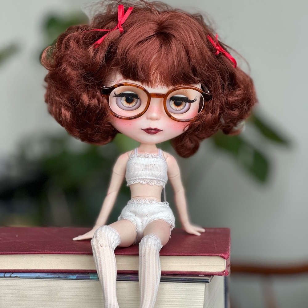 Blythe Doll with Red Hair and Glasses
